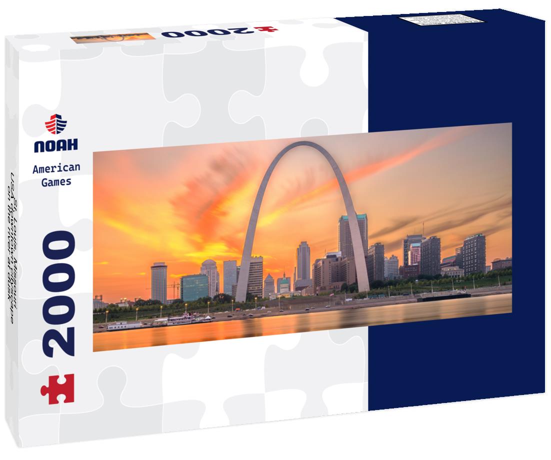 St. Louis, Missouri, USA downtown cityscape on the river at dusk 2000pc Panoramic Puzzle