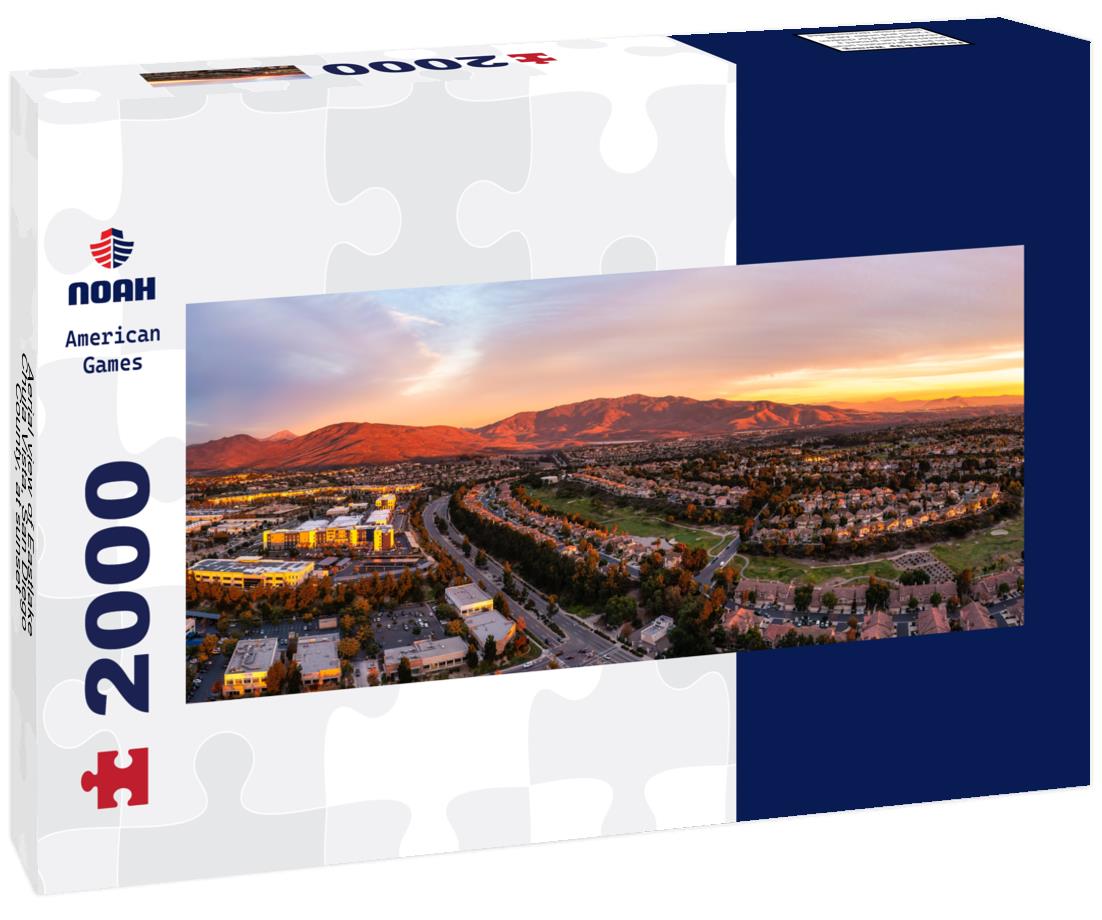 Aerial view of Eastlake Chula Vista, San Diego County, at sunset 2000pc Panoramic Puzzle