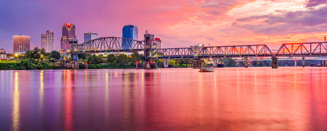 Little Rock, Arkansas, USA downtown skyline on the Arkansas River 2000pc Panoramic Puzzle