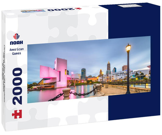 Noah Jigsaw Puzzle Cleveland, Ohio, USA downtown city skyline and harbor at twilight panorama 2000 pieces