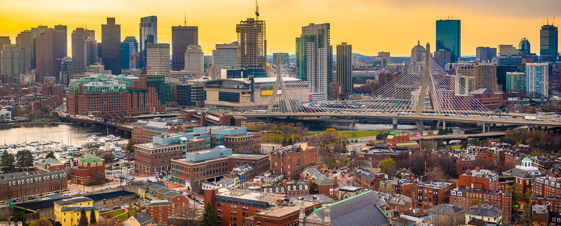 Boston, Massachusetts, USA downtown city skyline from Bunker Hill 2000pc Panoramic Puzzle