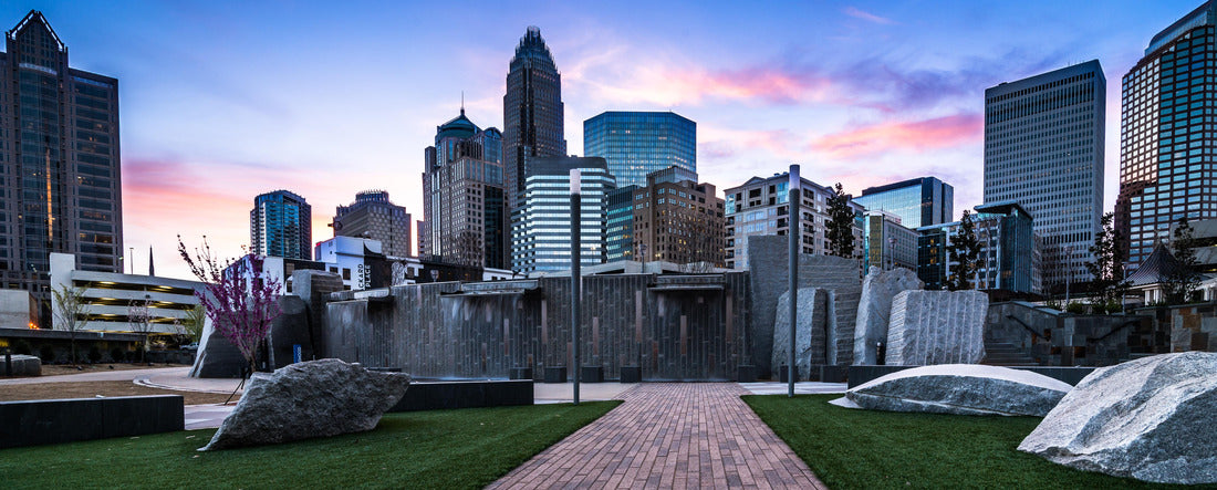 Romare-Bearden park in uptown Charlotte, North Carolina at sunrise 2000pc Panoramic Puzzle
