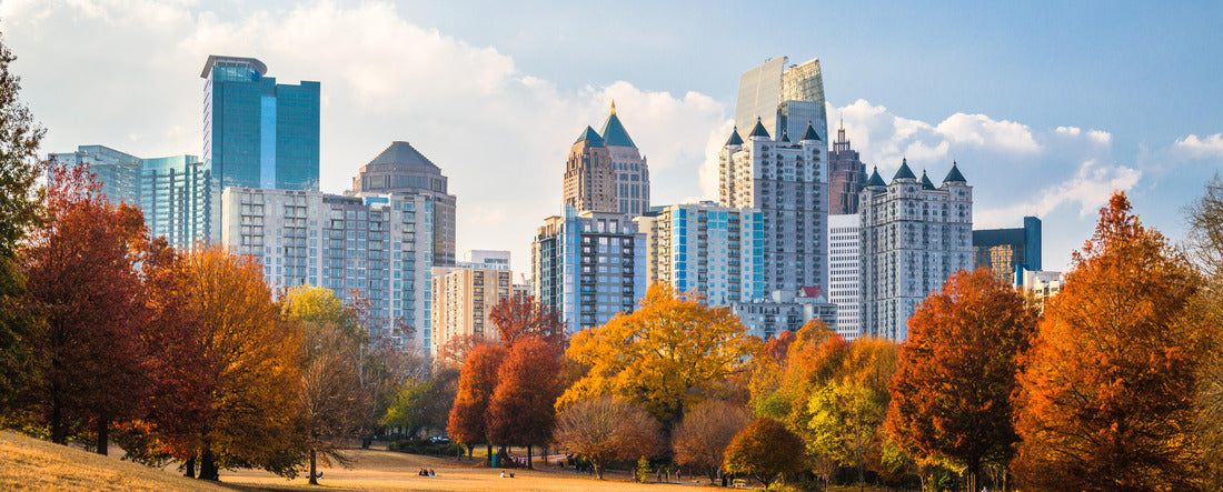 Atlanta, Georgia, USA midtown skyline from Piedmont Park in autumn 2000pc Panoramic Puzzle