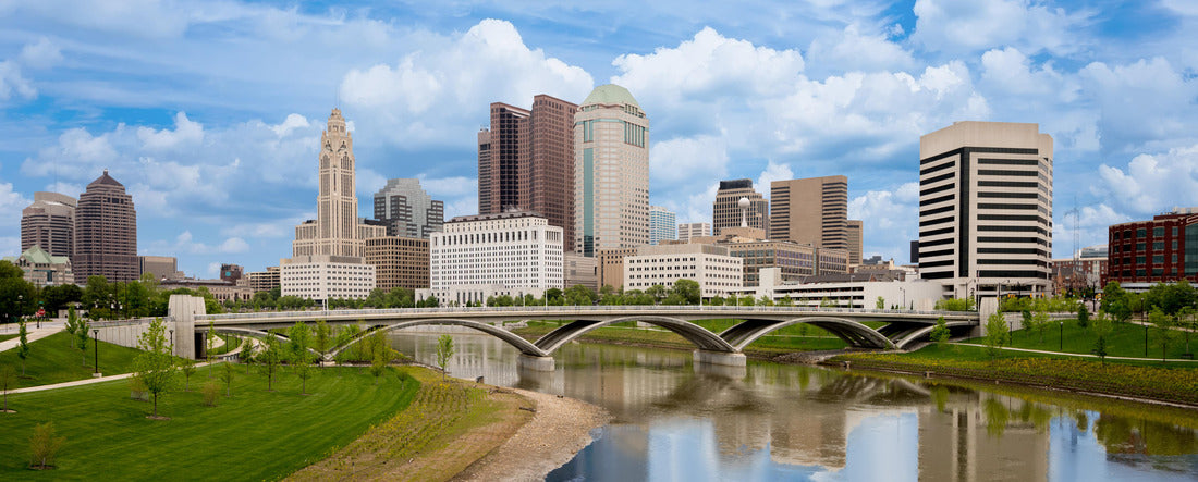 Modern building skyline Columbus Ohio in the afternoon with clouds 2000pc Panoramic Puzzle