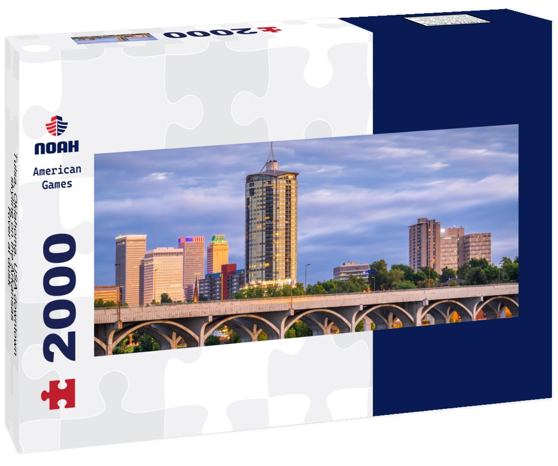 Noah Jigsaw Puzzle Tulsa, Oklahoma, USA downtown skyline on the Arkansas River at dusk panorama 2000 pieces