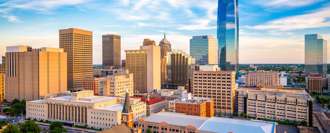 Oklahoma City, Oklahoma, USA downtown skyline in the late afternoon 2000pc Panoramic Puzzle