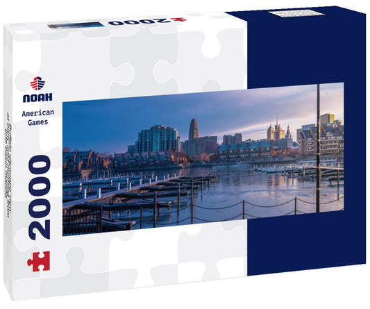 Noah Jigsaw Puzzle Buffalo cityscape view at early cold morning from erie basin marina panorama 2000 pieces