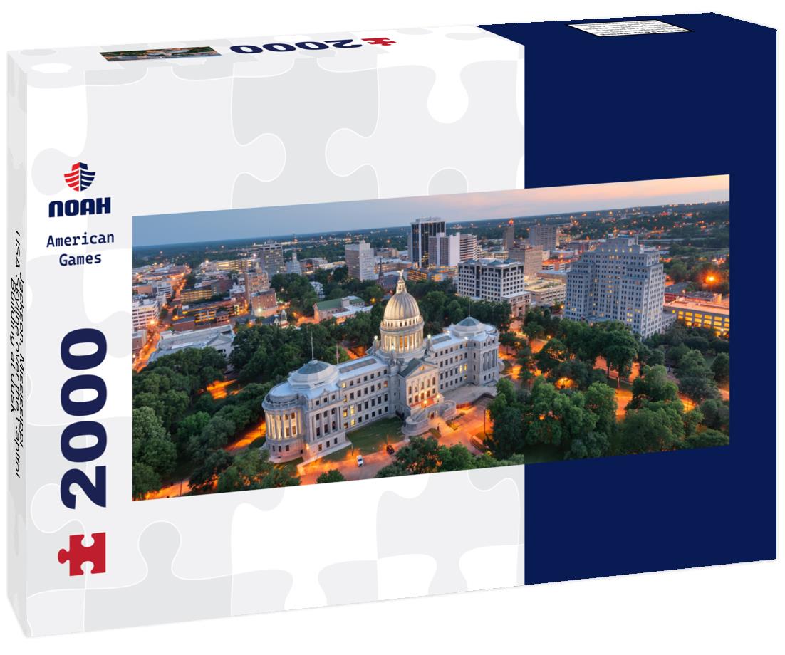 Jackson, Mississippi, USA Skyline over the Capitol Building at dusk 2000pc Panoramic Puzzle
