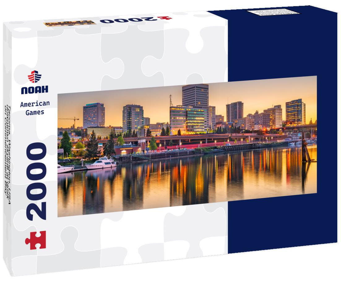 Tacoma, Washington, USA downtown skyline at dusk on Commencement Bay 2000pc Panoramic Puzzle