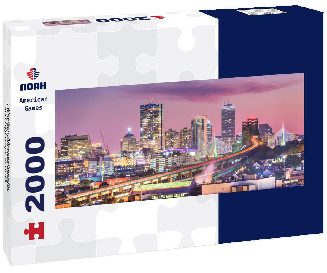Boston, Massachusetts, USA skyline with bridges and highways at dusk 2000pc Panoramic Puzzle
