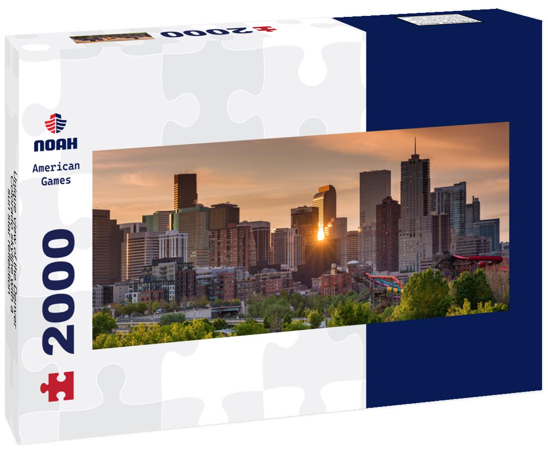 Unique view of the Denver Colorado skyline with a sun star reflection 2000pc Panoramic Puzzle