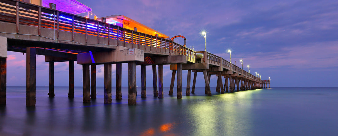 Fishing Peer at Dania Beach at Sun Set, Fort Lauderdale, Florida, USA 2000pc Panoramic Puzzle