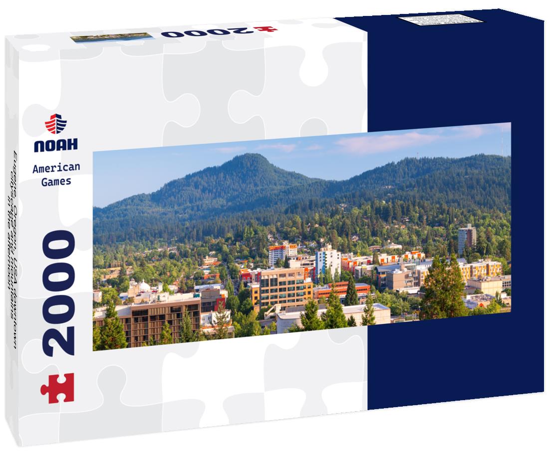 Eugene, Oregon, USA downtown cityscape and mountains in the afternoon 2000pc Panoramic Puzzle