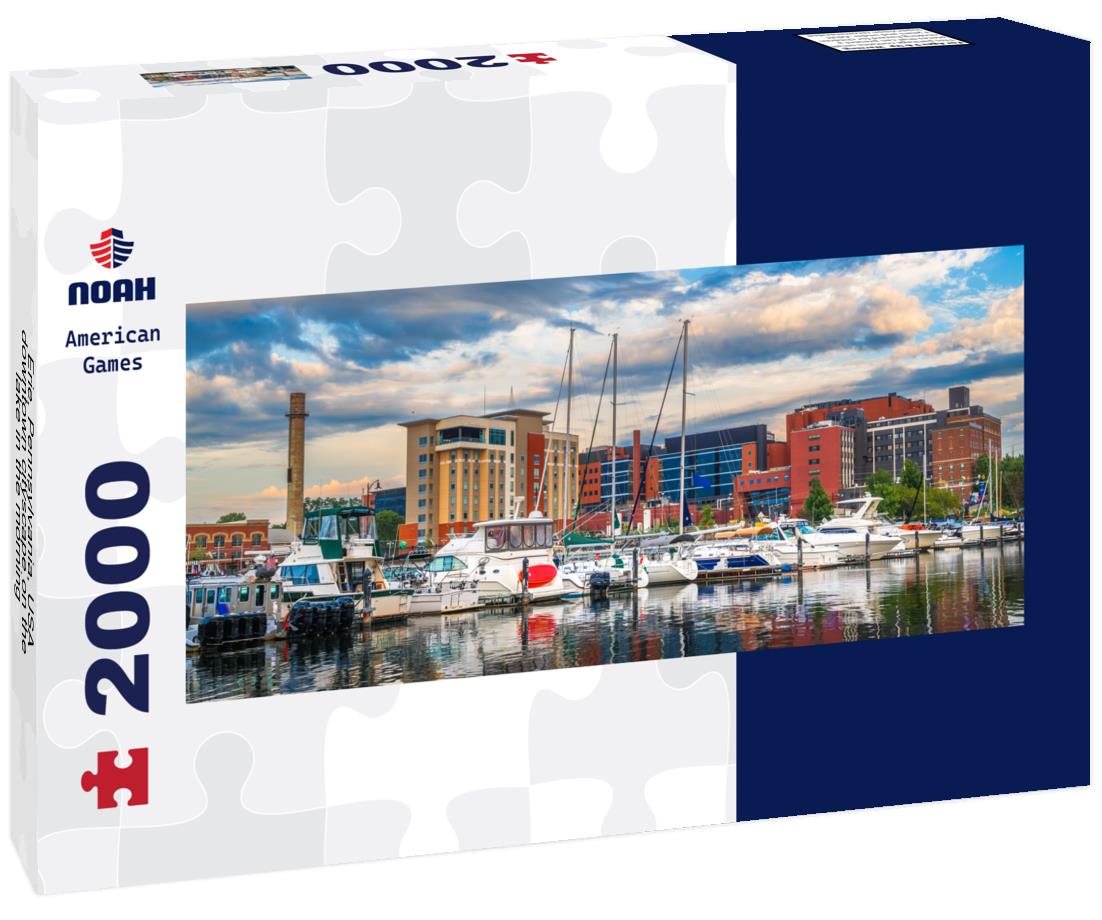 Erie, Pennsylvania, USA downtown cityscape on the lake in the morning 2000pc Panoramic Puzzle