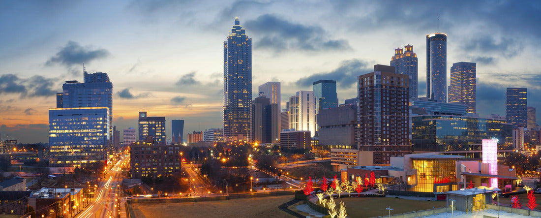 City of Atlanta.  of the Atlanta skyline during sunrise 2000pc Panoramic Puzzle