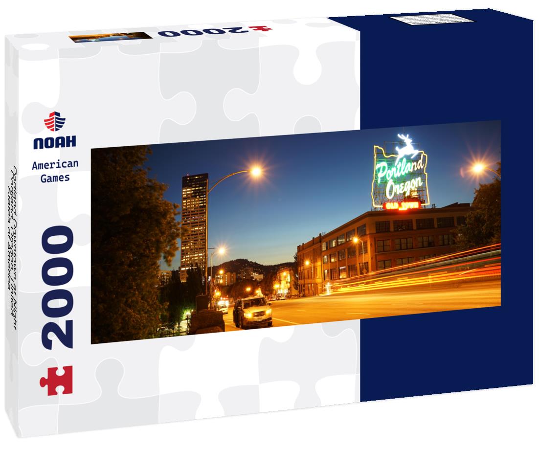 Portland Downtown at Night, Portland, Oregon, United States of America 2000pc Panoramic Puzzle