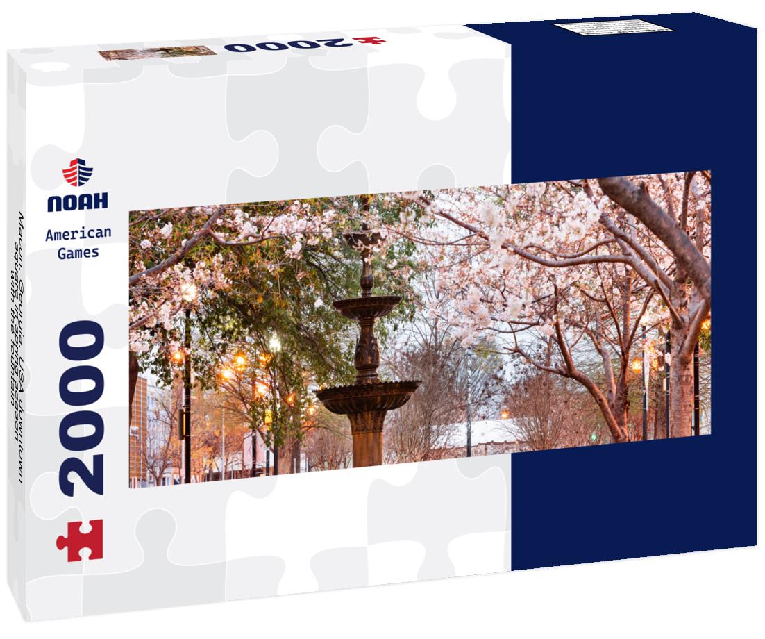 Macon, Georgia, USA downtown square in spring season with the fountain 2000pc Panoramic Puzzle