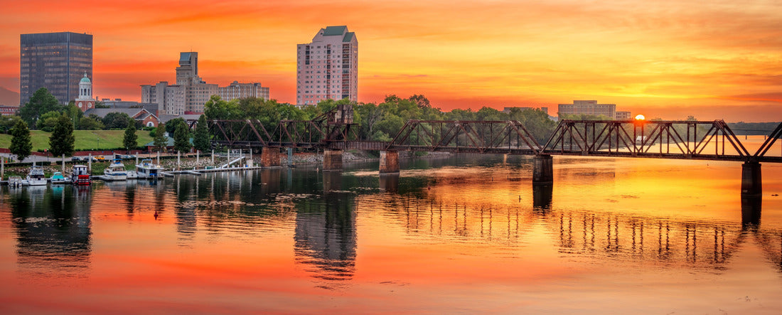 Augusta, Georgia, USA downtown skyline on the Savannah River at sunset 2000pc Panoramic Puzzle