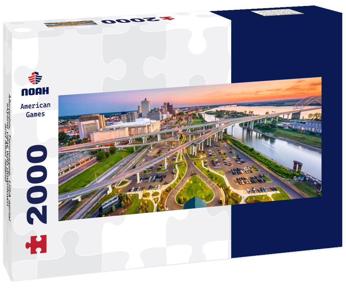 Memphis, Tennessee, USA aerial skyline view with downtown and Mud Island 2000pc Panoramic Puzzle
