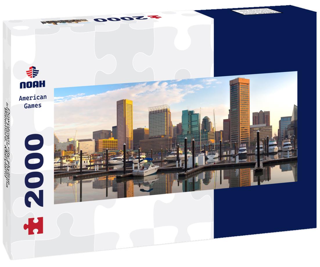 Downtown city skyline, Inner Harbor and marina, Baltimore, Maryland, USA 2000pc Panoramic Puzzle