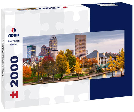 Noah Jigsaw Puzzle Indianapolis, Indiana, USA downtown cityscape on the White River at dusk panorama 2000 pieces