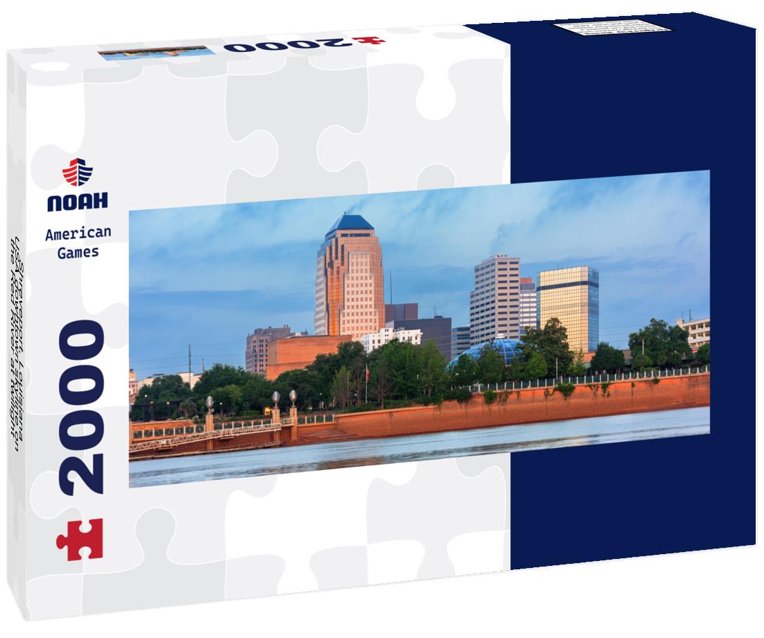 Shreveport, Louisiana, USA downtown skyline on the Red River at twilight 2000pc Panoramic Puzzle