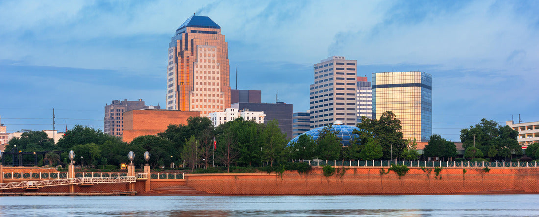 Shreveport, Louisiana, USA downtown skyline on the Red River at twilight 2000pc Panoramic Puzzle