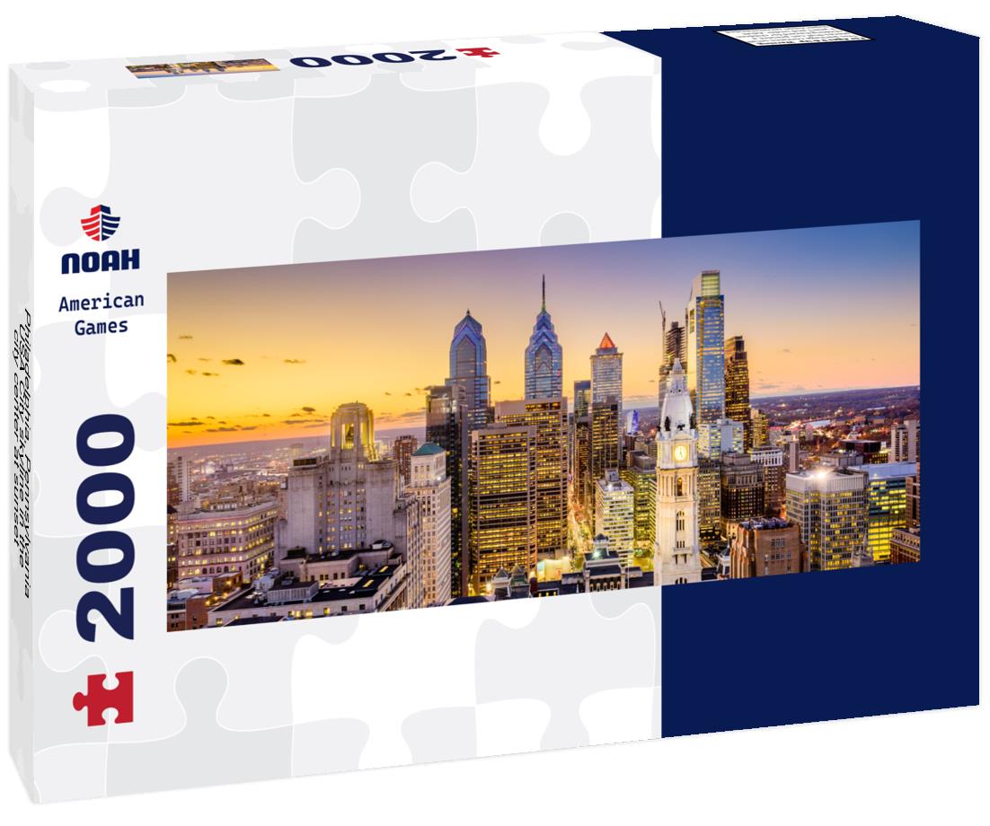 Philadelphia, Pennsylvania, USA City skyline in the city center at sunset 2000pc Panoramic Puzzle