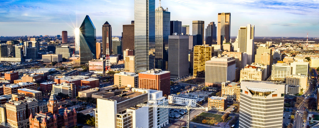 Aerial view of downtown Dallas on a summer afternoon - Dallas, Texas, USA 2000pc Panoramic Puzzle