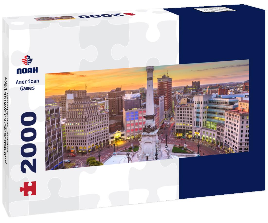 Indianapolis, Indiana, USA downtown cityscape and Monument Circle at dawn 2000pc Panoramic Puzzle