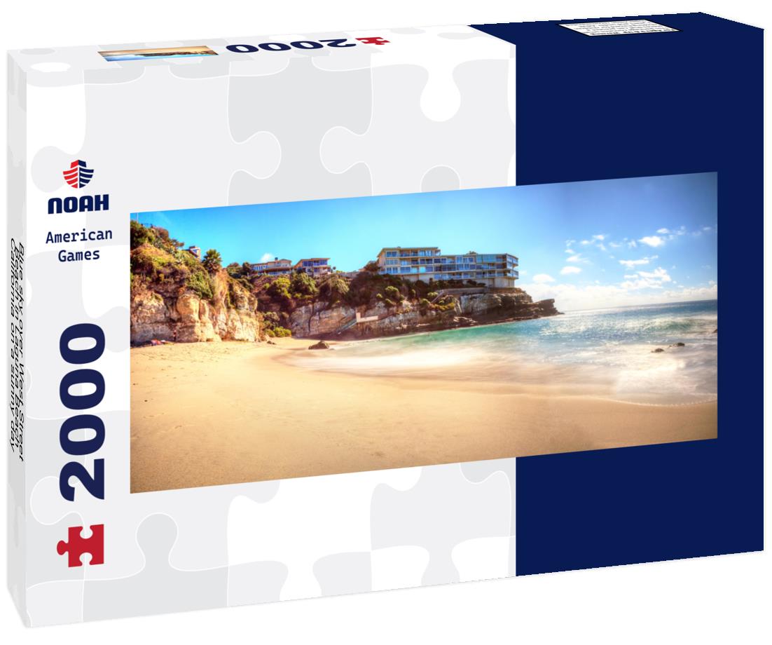 Blue sky over West Street Beach in Laguna Beach, California on a sunny day 2000pc Panoramic Puzzle