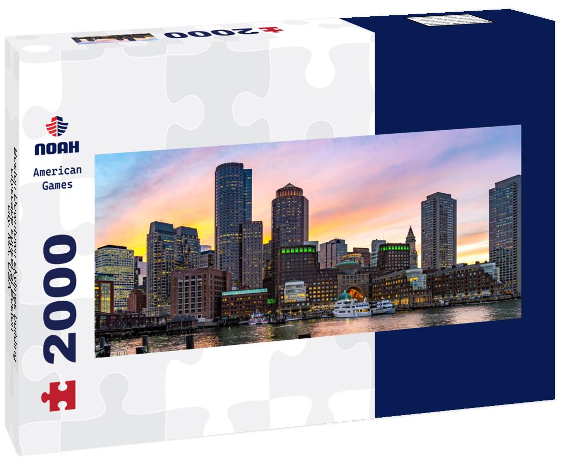 Boston Downtown skylines building cityscape sunset at Boston city, MA, USA 2000pc Panoramic Puzzle