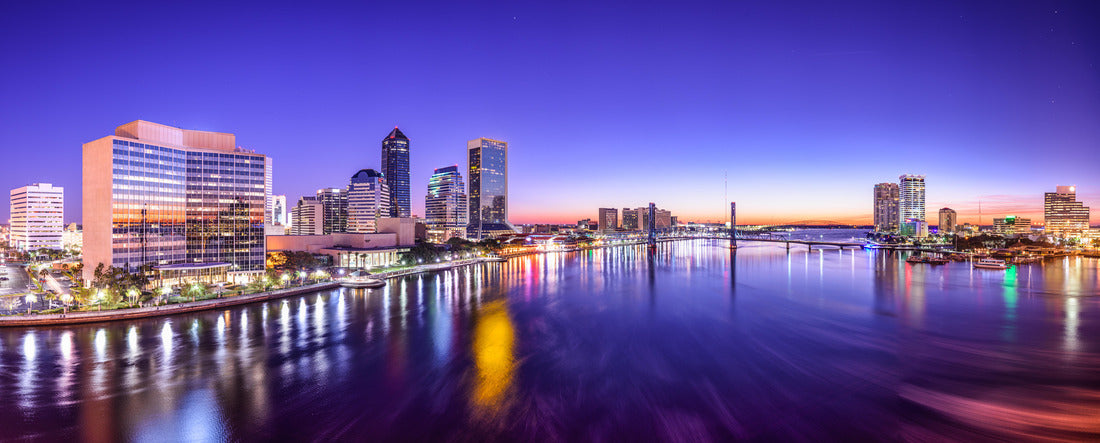 Jacksonville, Florida, USA City skyline on St. Johns River at dawn 2000pc Panoramic Puzzle