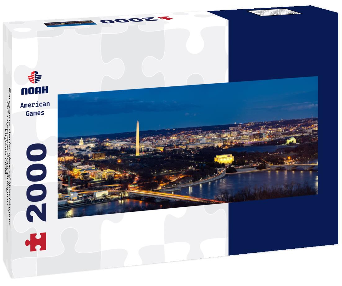 aerial view of Washington DC cityscape from Arlington Virginia USA 2000pc Panoramic Puzzle