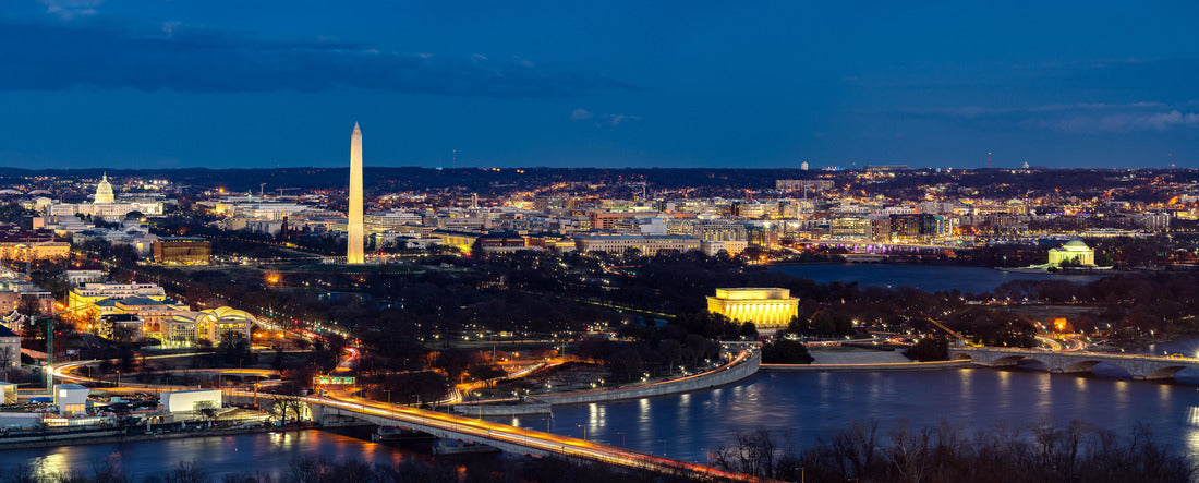 aerial view of Washington DC cityscape from Arlington Virginia USA 2000pc Panoramic Puzzle