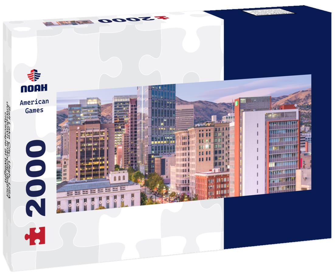 Salt Lake City, Utah, USA downtown financial district cityscape at twilight 2000pc Panoramic Puzzle