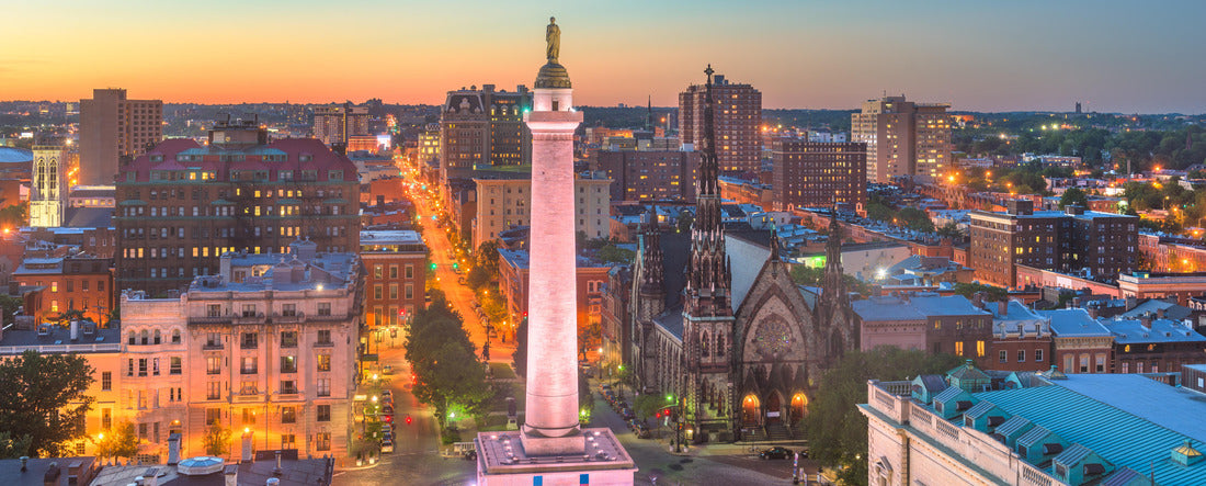 Baltimore, Maryland, USA cityscape at Mt. Vernon and the Washington Monument 2000pc Panoramic Puzzle