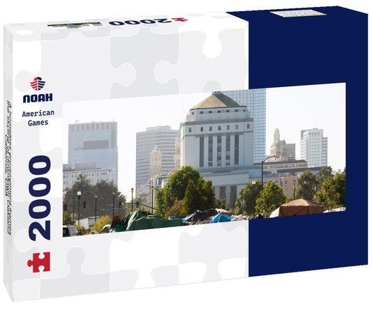 Noah Jigsaw Puzzle A homeless encampment frames the skyline of downtown Oakland, California, USA panorama 2000 pieces