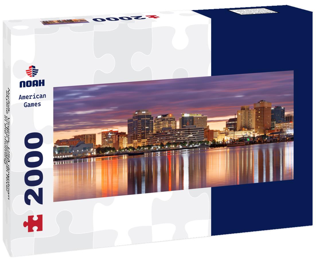 Norfolk, Virginia, USA downtown skyline on the Elizabeth River in the morning 2000pc Panoramic Puzzle