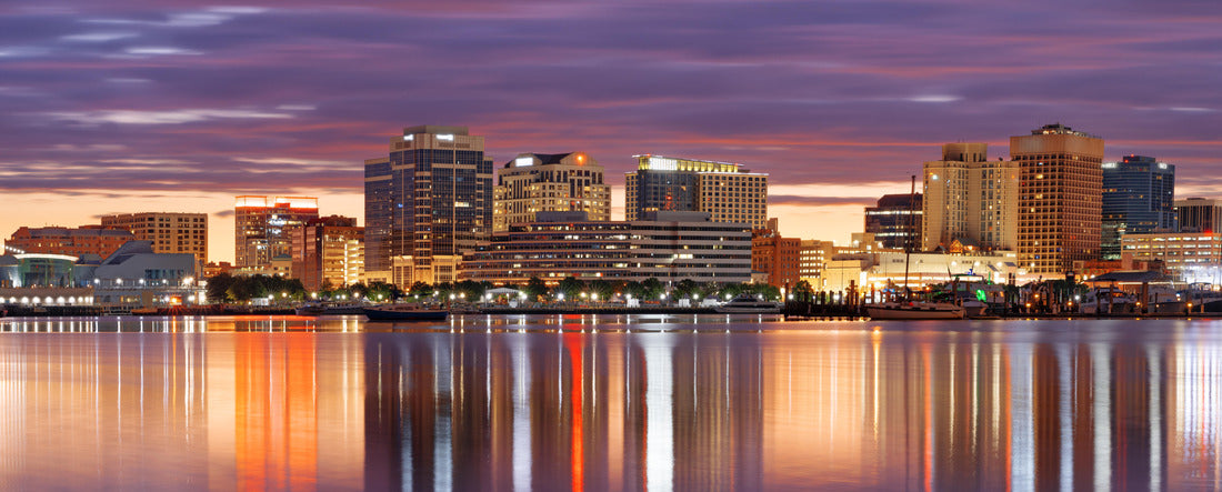 Norfolk, Virginia, USA downtown skyline on the Elizabeth River in the morning 2000pc Panoramic Puzzle