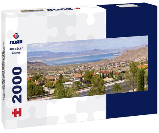 Noah Jigsaw Puzzle Boulder City Nevada suburbs and lake Meade with surrounding mountains panorama panorama 2000 pieces