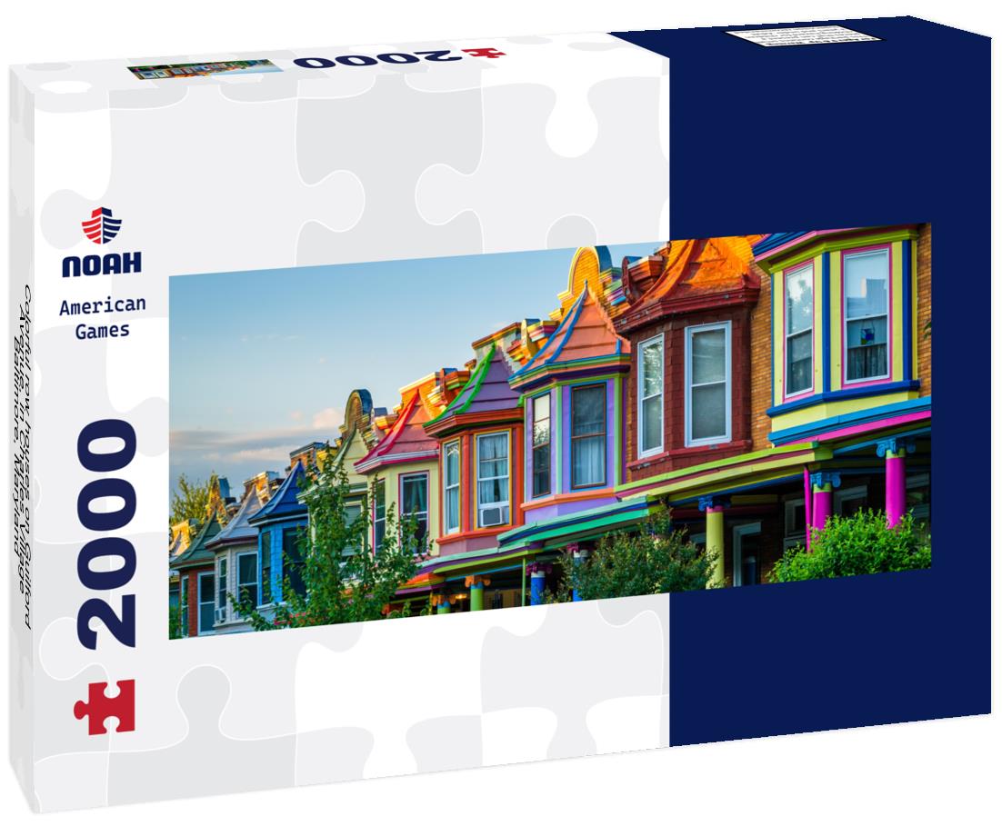 Colorful row houses on Guilford Avenue, in Charles Village, Baltimore, Maryland 2000pc Panoramic Puzzle