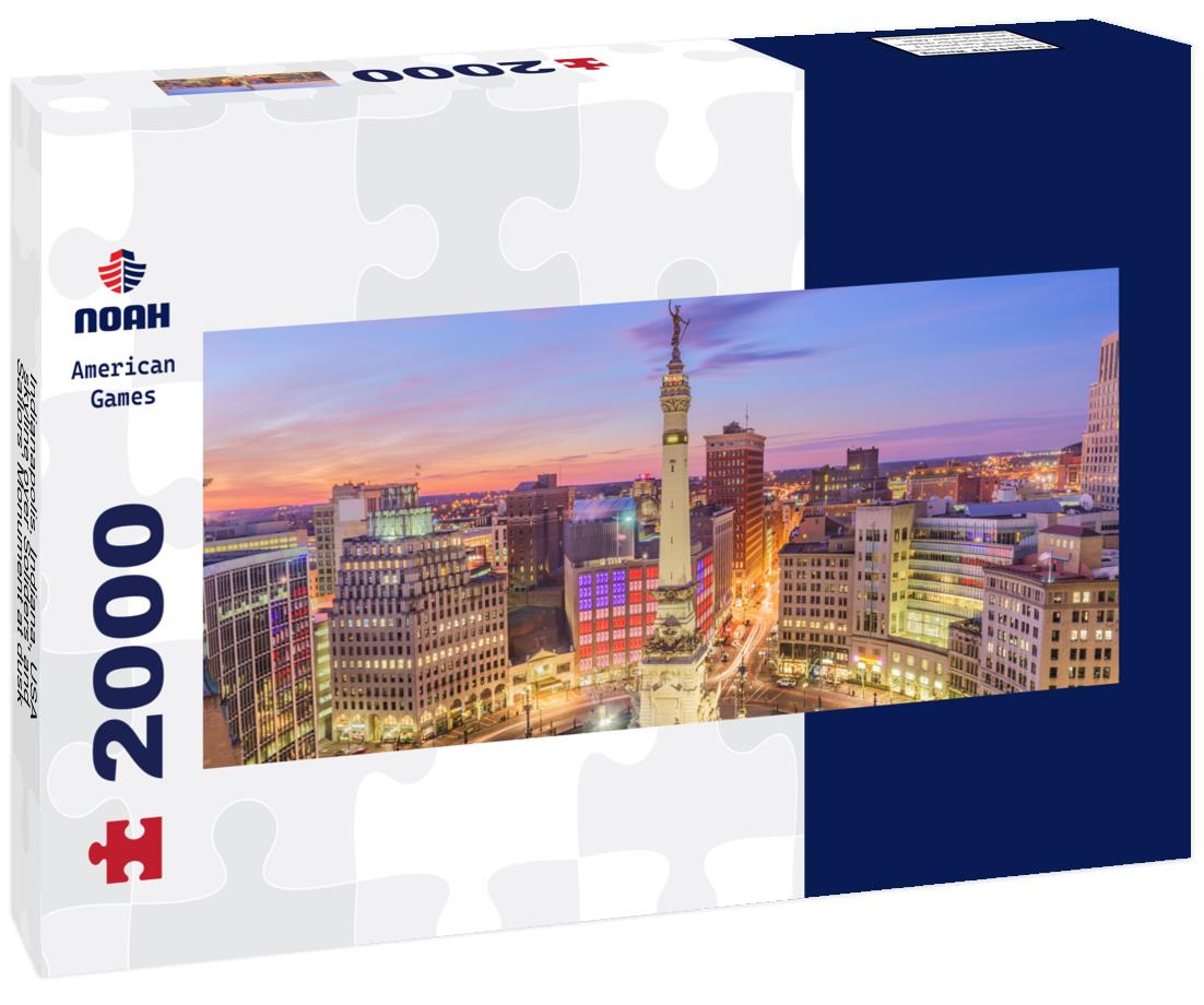 Indianapolis, Indiana, USA skyline over Soliders' and Sailors' Monument at dusk 2000pc Panoramic Puzzle