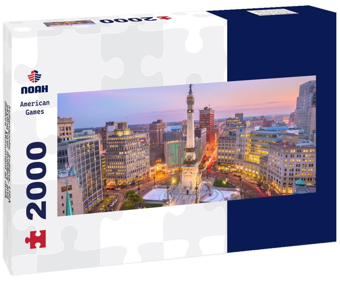 Indianapolis, Indiana, USA skyline over Soliders' and Sailors' Monument at dusk 2000pc Panoramic Puzzle