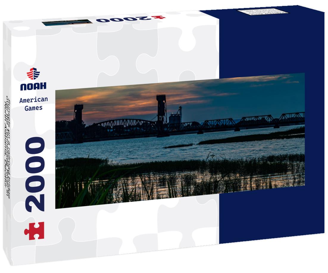 Sunsets on a railroad bridge over the Tennessee River in North Alabama, Decatur 2000pc Panoramic Puzzle