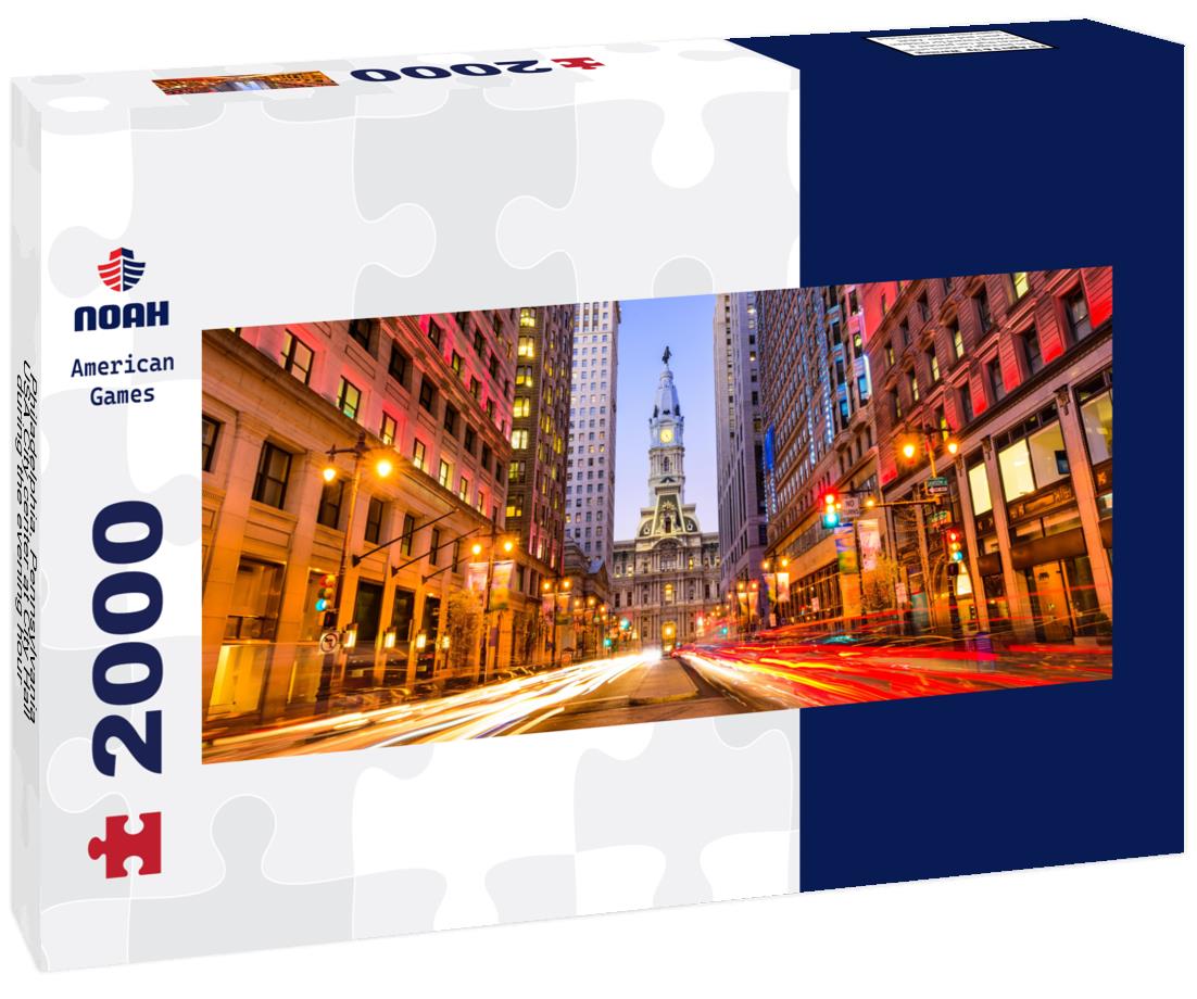 Philadelphia, Pennsylvania, USA City center at City Hall during the evening hour 2000pc Panoramic Puzzle