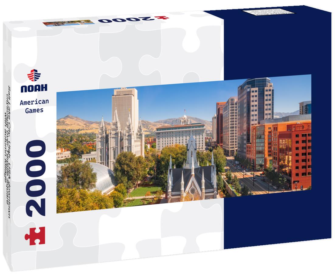 Salt Lake City, Utah, USA downtown cityscape over Temple Square with autumn foliage 2000pc Panoramic Puzzle