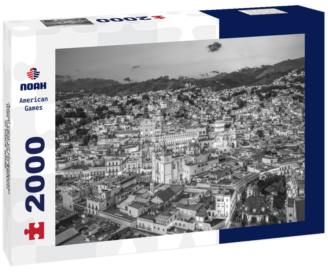 Noah Jigsaw Puzzle Aerial view of Guanajuato with cathedral in Mexico in black white 2000 pieces