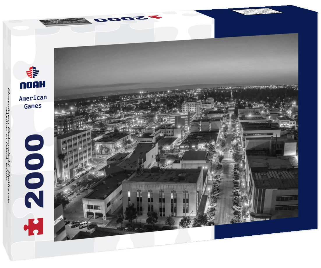 Noah Jigsaw Puzzle Downtown Bakersfield, California skyline in black white 2000 pieces