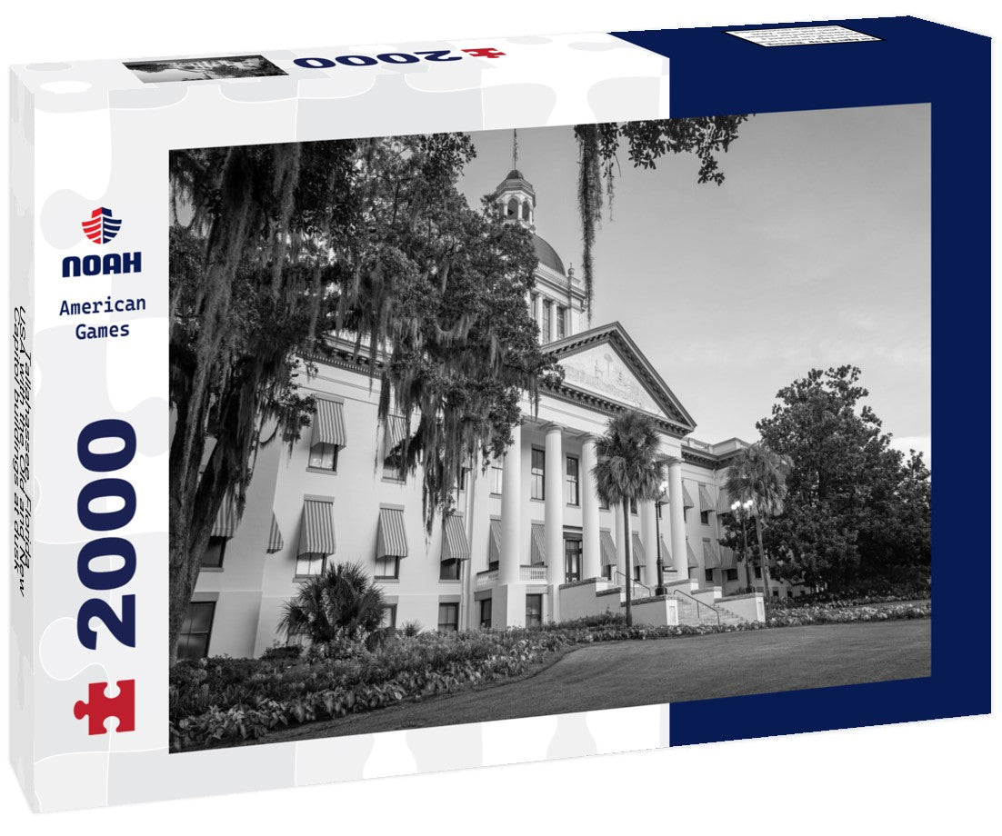 Noah Jigsaw Puzzle Tallahassee, Florida, USA with the Old and New Capitol buildings at dusk in black white 2000 pieces